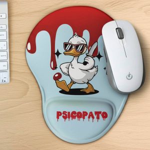 Mouse Pad Ergonômico Divertido - Psicopato Azul com apoio ergonômico para pulsos