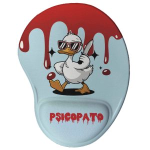 Mouse Pad Ergonômico Divertido - Psicopato Azul com apoio ergonômico para pulsos