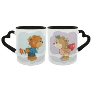 Caneca Coração Casal Ursinhos Presente Criativo Namorados