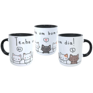 Caneca Tenha Um Bom Dia Gatinhos Kawaii Oficial Geek Vip