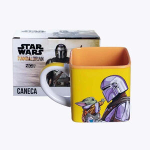 Caneca Cubo Star Wars Baby Yoda e Mandalorian Decoração Geek