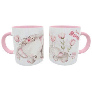 Caneca Mãe Elefante Kawaii Presente Dia das Mães