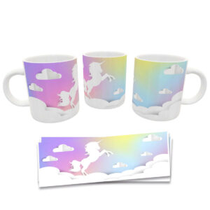 Caneca Divertida Unicórnio Nuvens Presente Geek