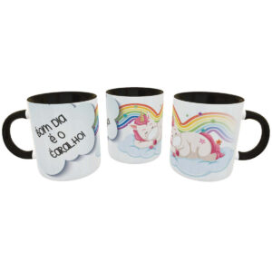 Caneca Divertida Unicórnio Malcriado Bom Dia é o Caralho
