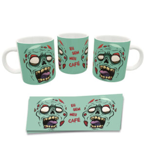 Caneca Divertida Eu sem Café Zumbi Presente Geek