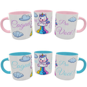 Caneca Unicórnio Malcriado Caguei pra Você Presente Divertido