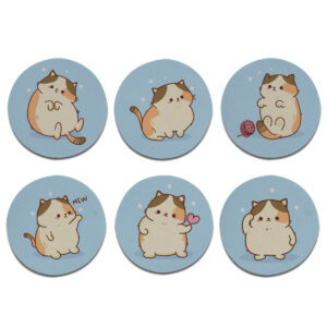 Kit 6 Porta Copos Redondos - Gatinhos Fofinhos