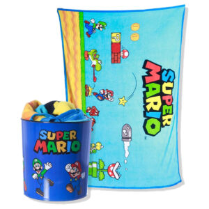 Kit Manta e Balde de Pipoca 5L Oficial Super Mario
