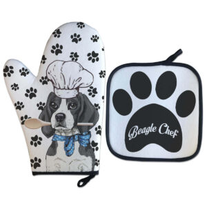 kit Luva Térmica Beagle Chef Cozinha Criativa Geek