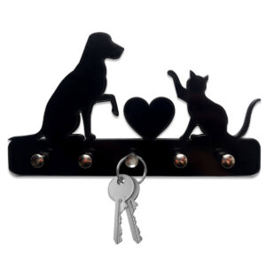 Porta Chaves Amor Cachorro e Gato Decoração Criativa