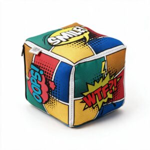 Peso de porta cubo pop art quadrinhos Geek Vip em fundo branco