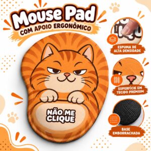 Mouse Pad Ergonômico Divertido - Gato Não Me Clique com apoio ergonômico — capa