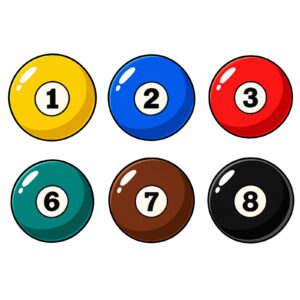 Kit com seis porta-copos bolas de sinuca Geek Vip, peças redondas de 9 cm de diâmetro