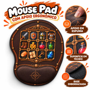 Mouse Pad Ergonômico Divertido - Inventário do Errante — capa