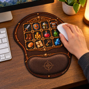 Mouse Pad Ergonômico Divertido - Inventário do Errante — mesa com mão