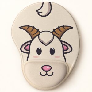Mouse pad ergonômico Cabra Kawaii com apoio de pulso, visto de frente